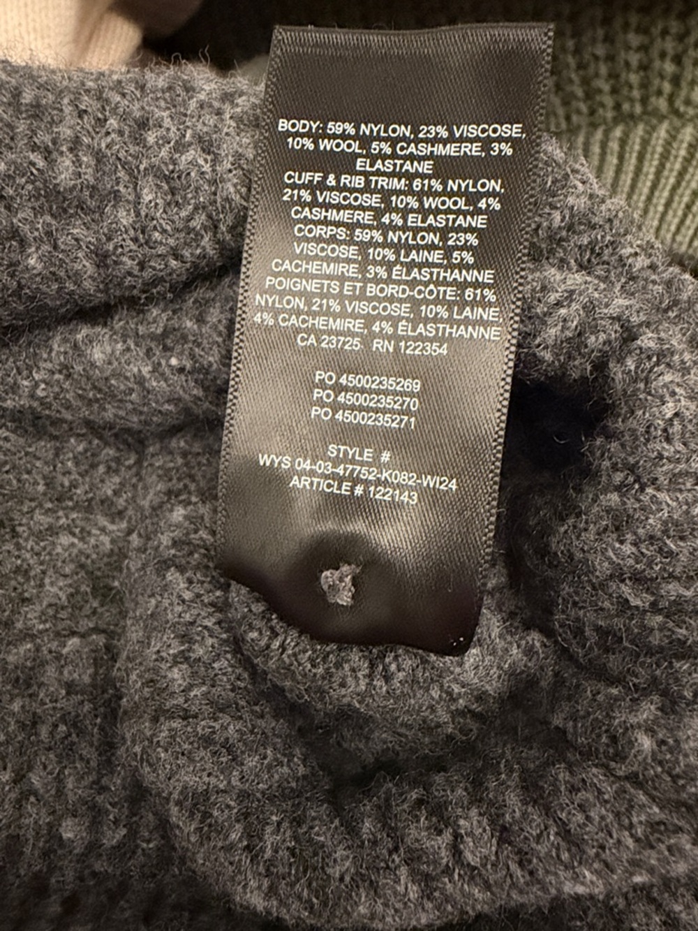 Wilfred Dark Charcoal V-Neck Button Cardigan - Picture 3 of 3